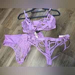 Victoria's Secret Purple Lace and Strap Bra Set